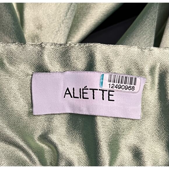Aliette Green Silk Wide Leg Pants 4 - Picture 6 of 15